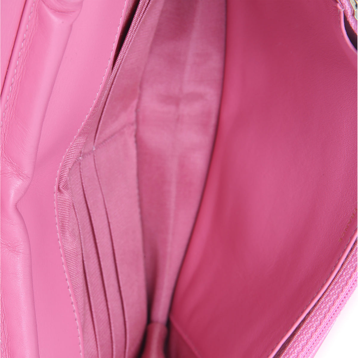 Pink Quilted Lambskin Boy Wallet on Chain