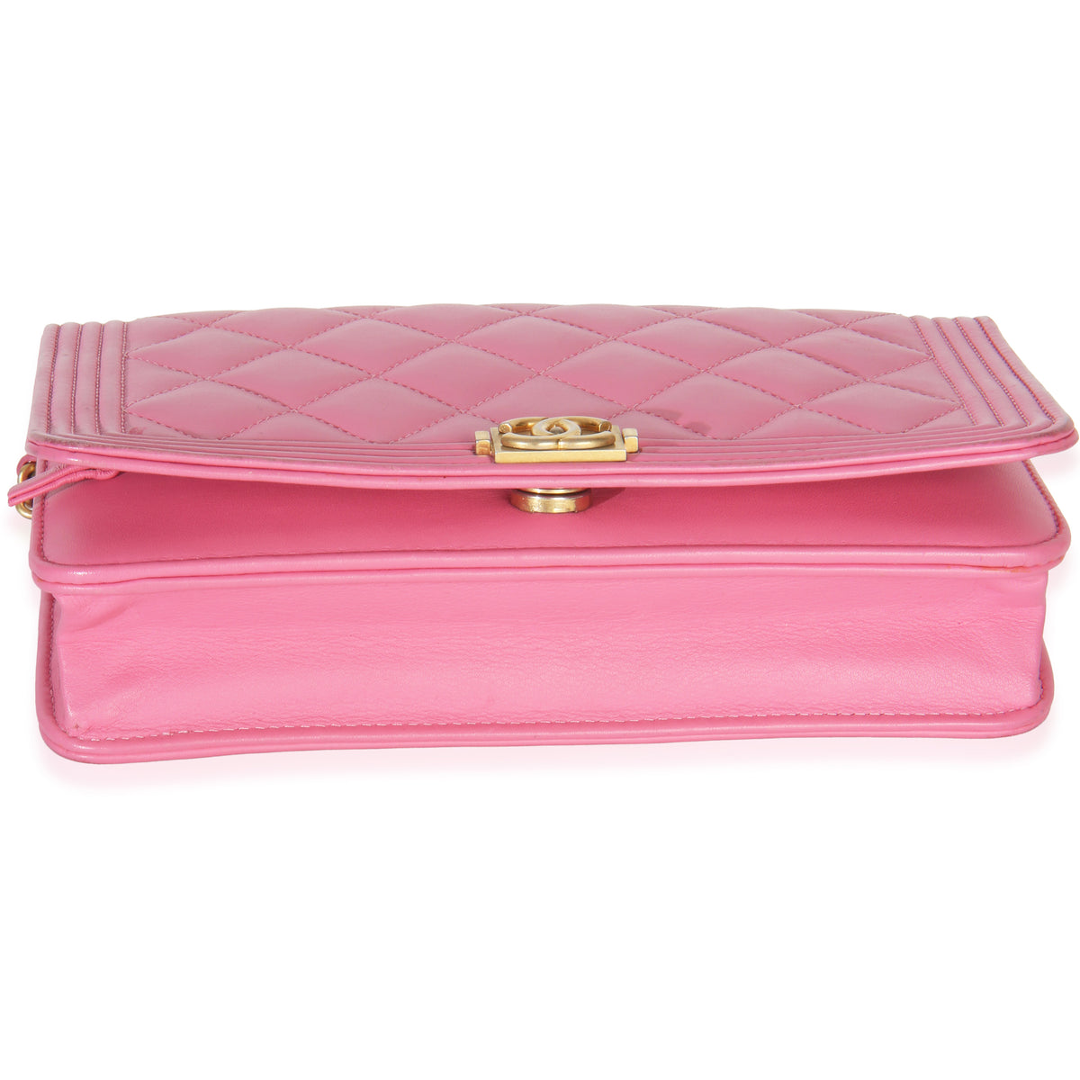 Pink Quilted Lambskin Boy Wallet on Chain