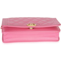 Pink Quilted Lambskin Boy Wallet on Chain