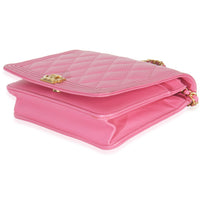 Pink Quilted Lambskin Boy Wallet on Chain