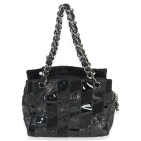 Chanel Black Lambskin Python Patchwork Shoulder Bag Handbag bv