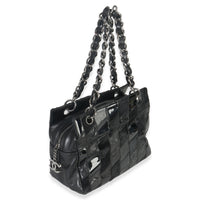 Chanel Black Lambskin Python Patchwork Shoulder Bag Handbag pv