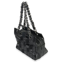 Chanel Black Lambskin Python Patchwork Shoulder Bag Handbag sv