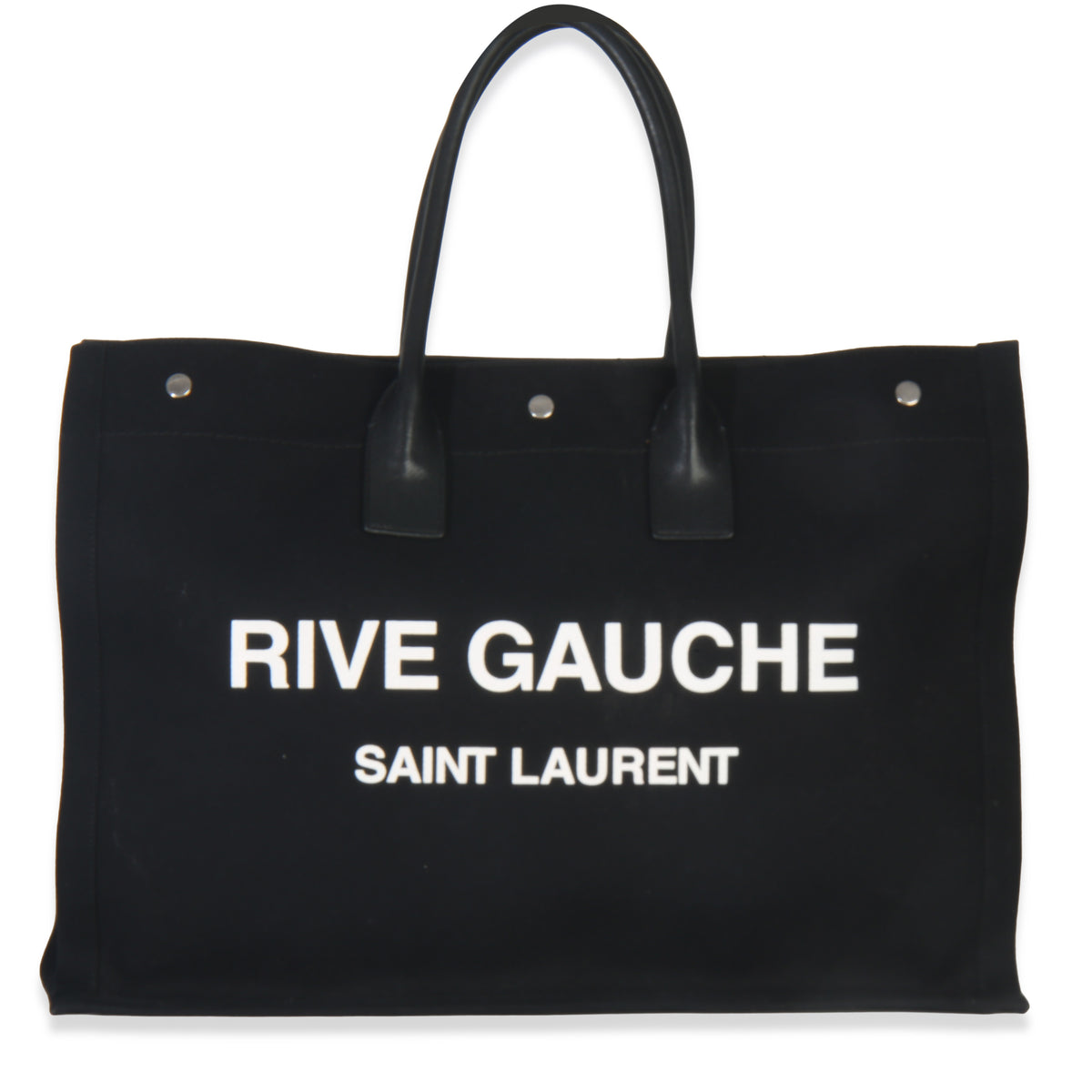 Black Linen Calfskin Rive Gauche Tote