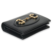 Gucci Black Calfskin Horsebit 1955 Card Case Handbag clasp
