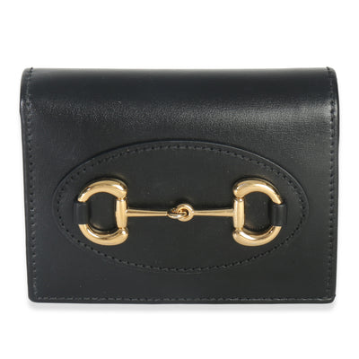 Gucci Black Calfskin Horsebit 1955 Card Case Handbag fv