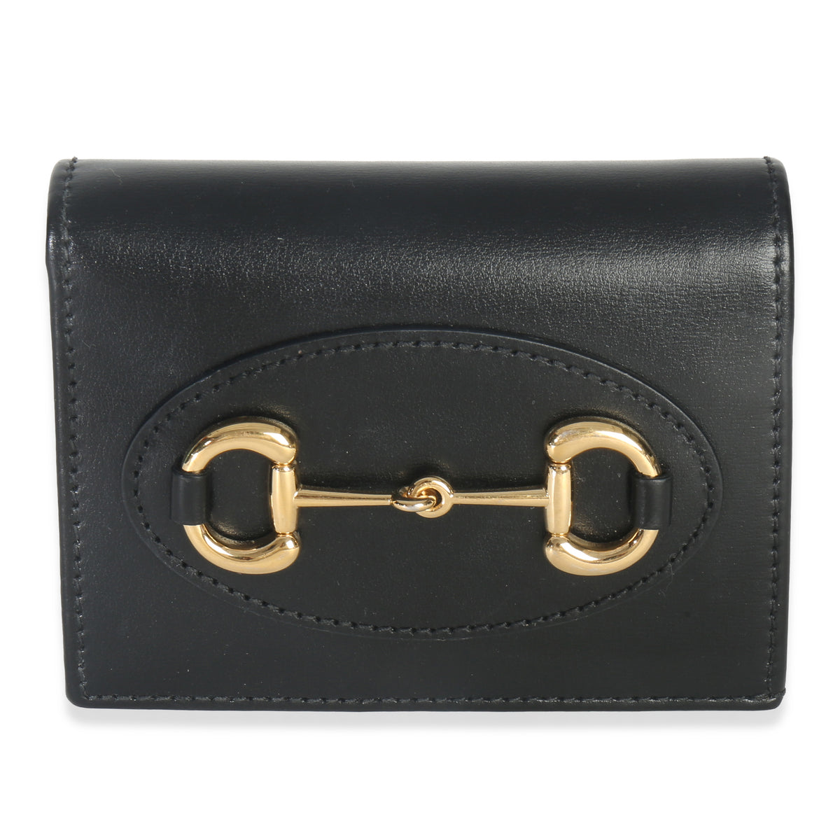 Gucci Black Calfskin Horsebit 1955 Card Case Handbag fv