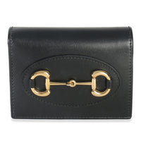 Gucci Black Calfskin Horsebit 1955 Card Case Handbag fv
