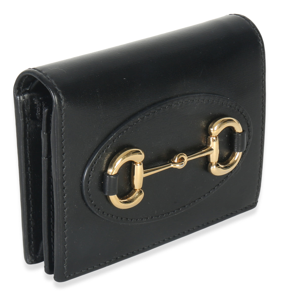 Gucci Black Calfskin Horsebit 1955 Card Case Handbag pv
