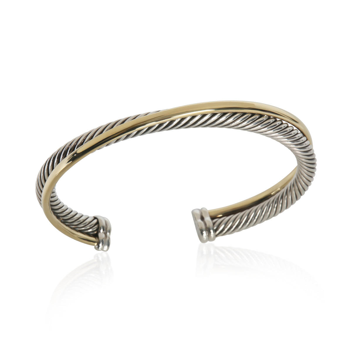 Yellow Gold & Sterling Silver  Crossover Bracelet