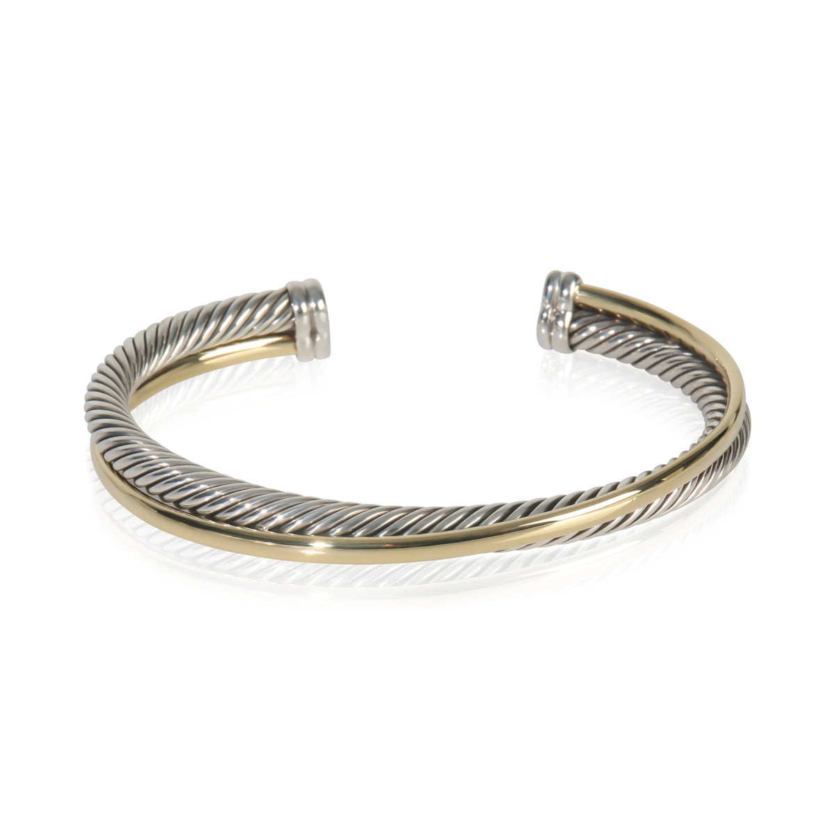 Yellow Gold & Sterling Silver  Crossover Bracelet