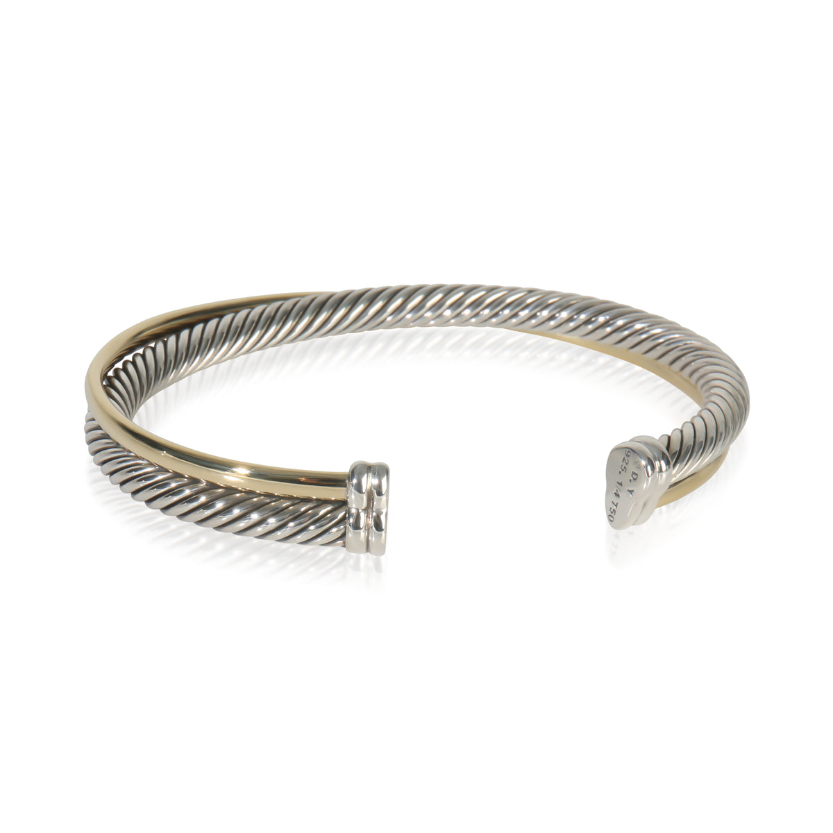Yellow Gold & Sterling Silver  Crossover Bracelet