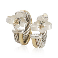 David Yurman Yellow Gold & Sterling Silver  Crossover Hoop Earrings av