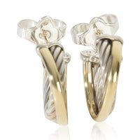 David Yurman Yellow Gold & Sterling Silver  Crossover Hoop Earrings fv