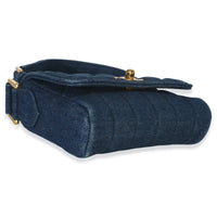 Chanel Vintage Blue Quilted Denim Mini Single Flap Bag Handbag box