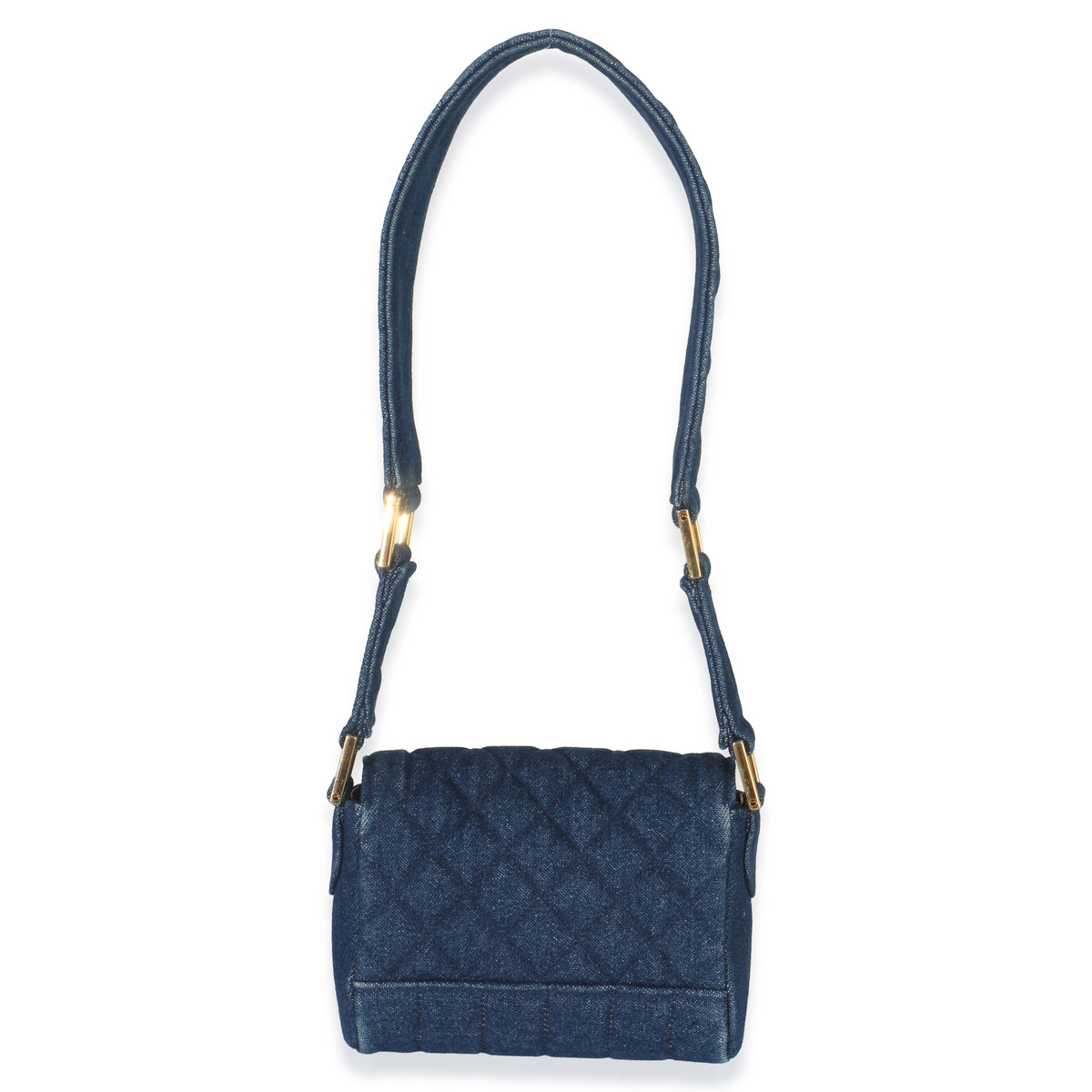 Chanel Vintage Blue Quilted Denim Mini Single Flap Bag Handbag bv