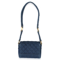 Chanel Vintage Blue Quilted Denim Mini Single Flap Bag Handbag bv