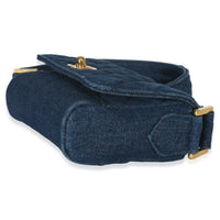 Chanel Vintage Blue Quilted Denim Mini Single Flap Bag Handbag clasp