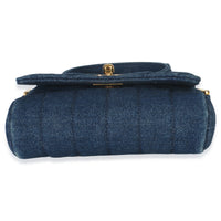 Chanel Vintage Blue Quilted Denim Mini Single Flap Bag Handbag stamp