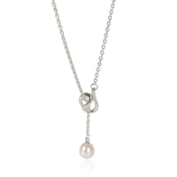 Tiffany & Co. Sterling Silver Pearl Elsa Peretti Lariat Necklace fv