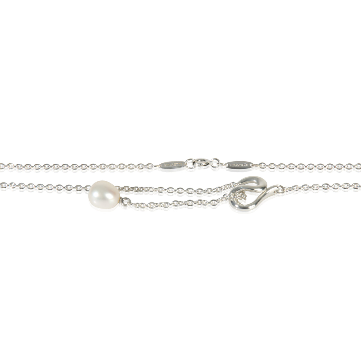 Tiffany & Co. Sterling Silver Pearl Elsa Peretti Lariat Necklace sv