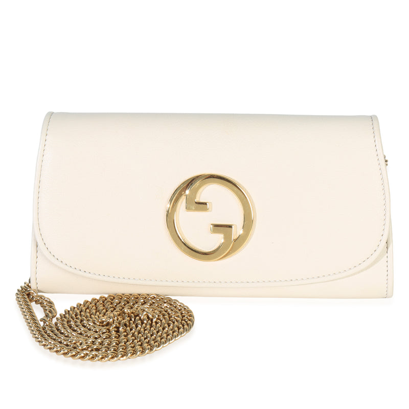 White Leather Blondie Continental Chain Wallet