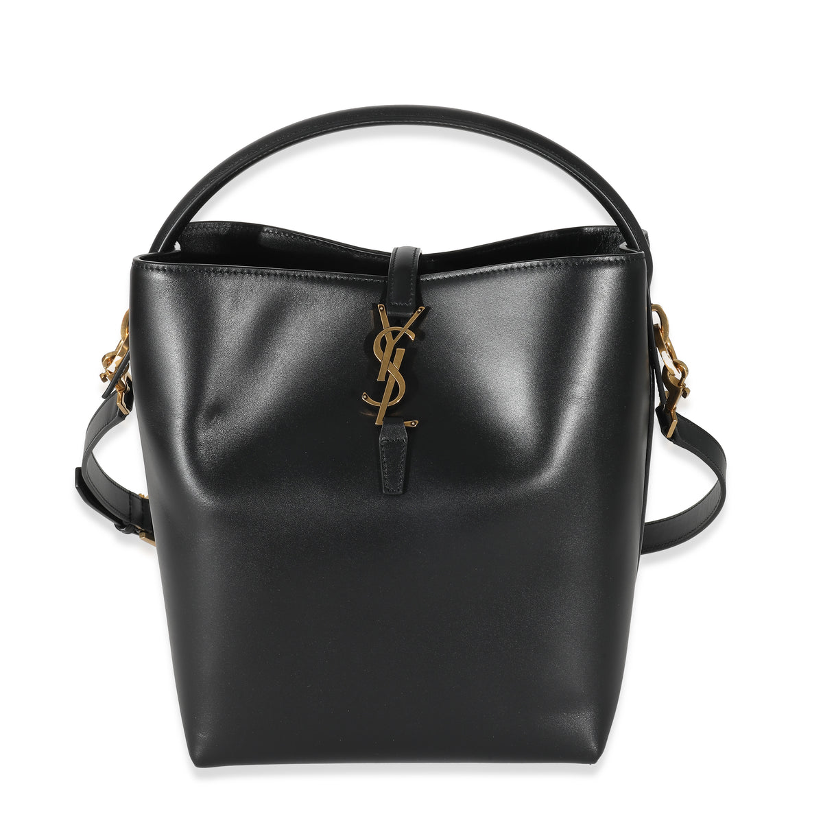 Saint Laurent Black Shiny Calfskin Small Le 37 Bucket Bag Handbag fv
