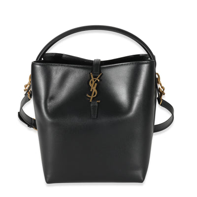 Saint Laurent Black Shiny Calfskin Small Le 37 Bucket Bag Handbag fv
