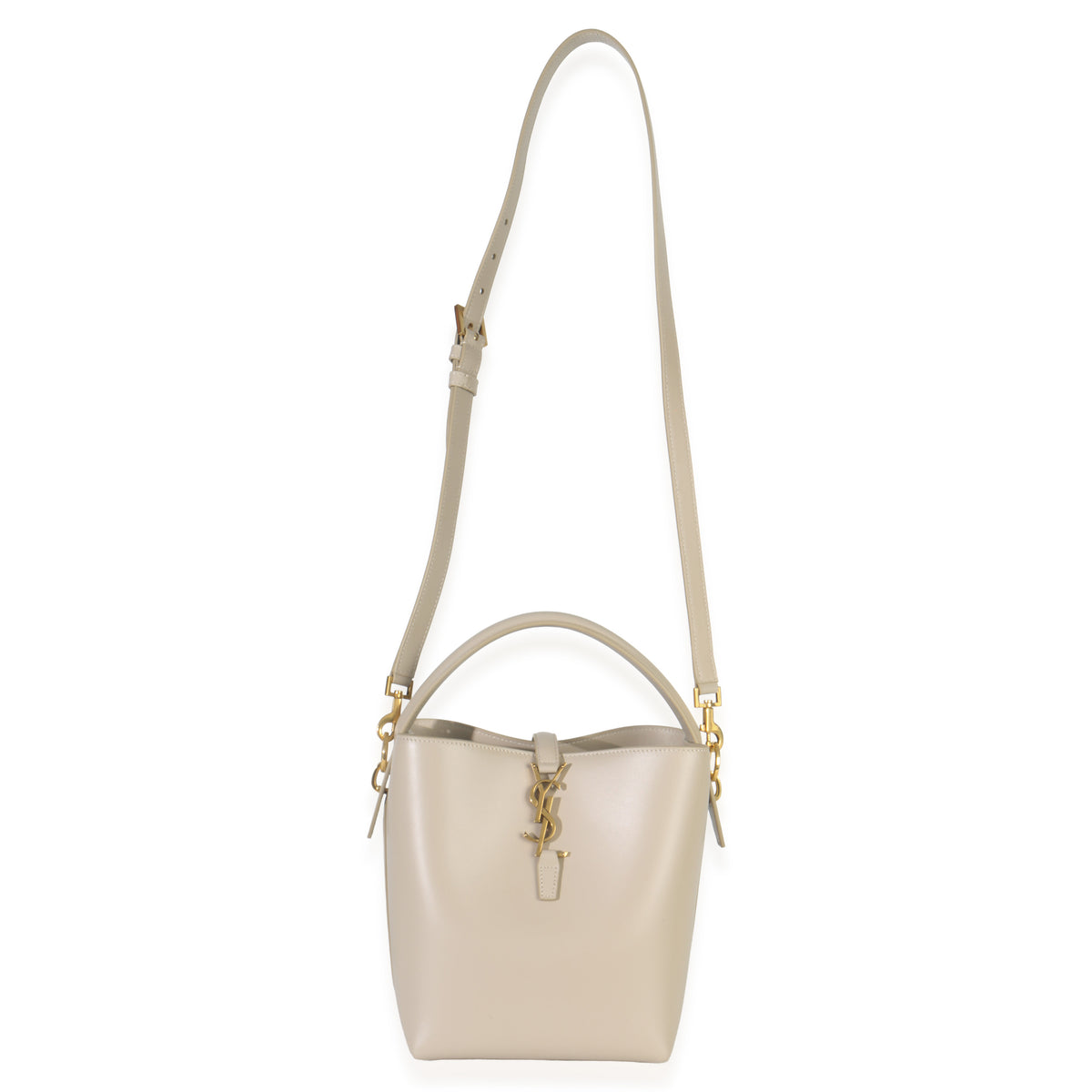 Saint Laurent Beige Shiny Calfskin Small Le 37 Bucket Bag Handbag av
