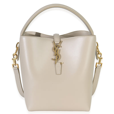 Saint Laurent Beige Shiny Calfskin Small Le 37 Bucket Bag Handbag fv