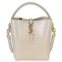Saint Laurent Beige Shiny Calfskin Small Le 37 Bucket Bag Handbag fv
