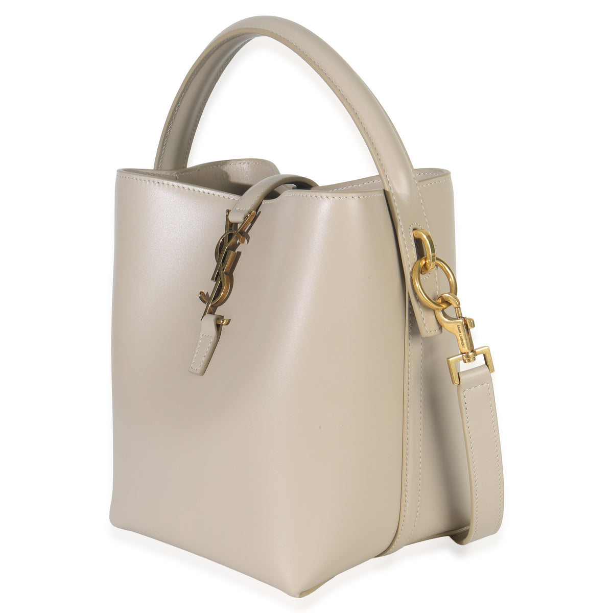 Saint Laurent Beige Calfskin Small Le 37 Bucket Bag Handbag sv