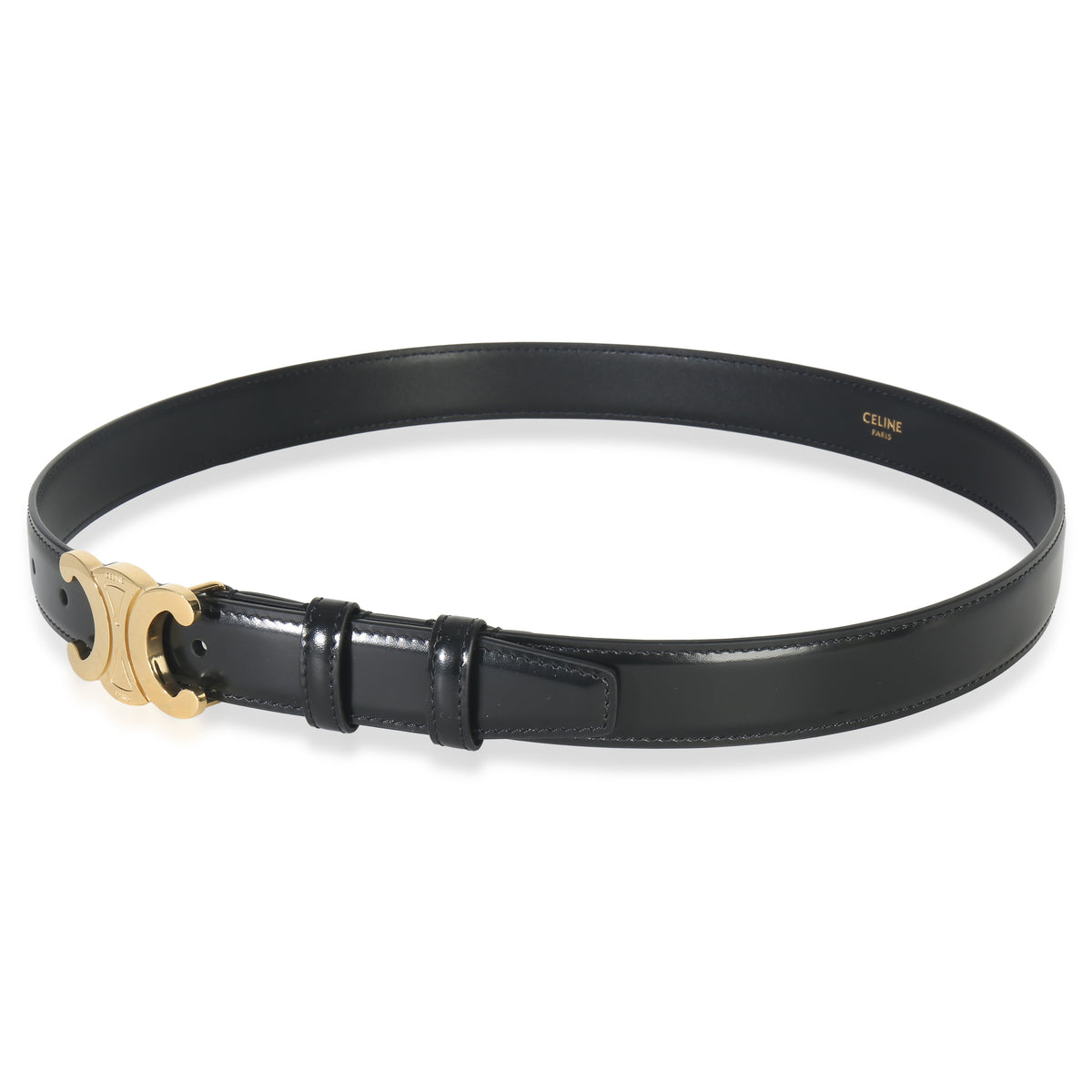 Black Taurillon Calfskin Medium 25mm Triomphe Belt 75