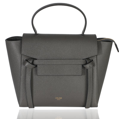 Grey Grained Calfskin Nano Belt Bag