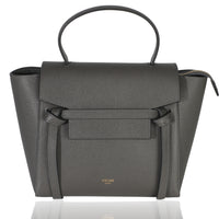 Grey Grained Calfskin Nano Belt Bag