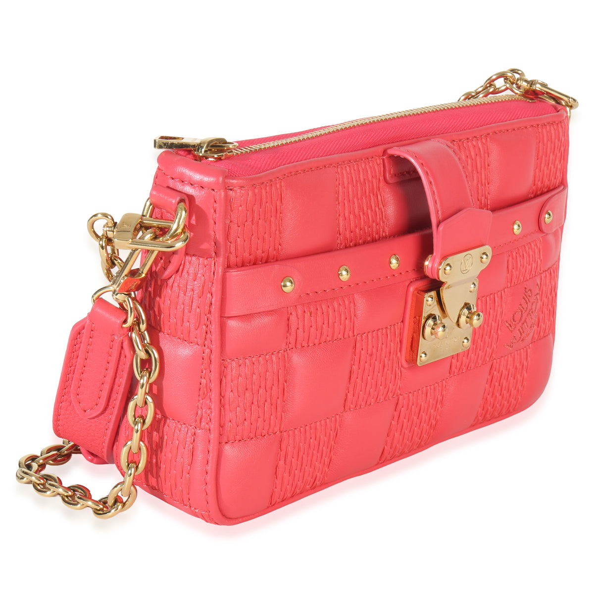 Louis Vuitton Rose Damier Quilted Lambskin Troca Pochette Handbag pv