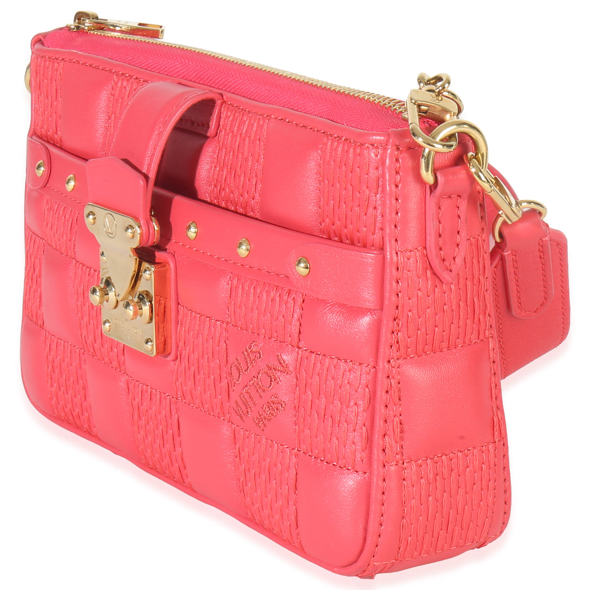 Louis Vuitton Rose Damier Quilted Lambskin Troca Pochette Handbag sv