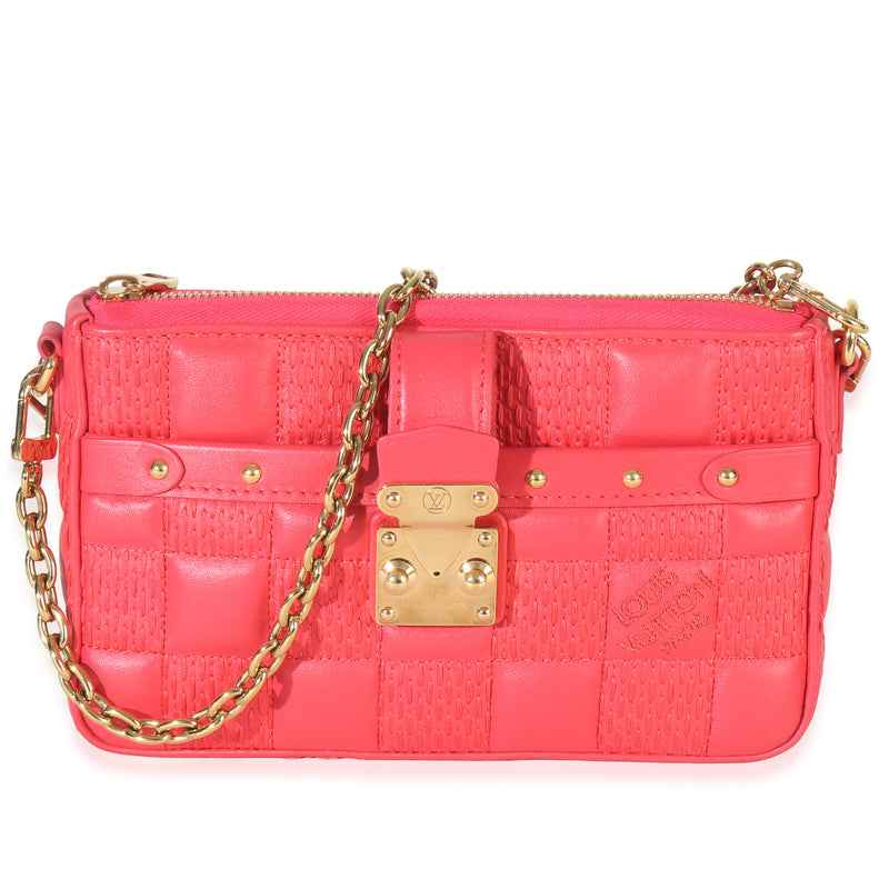 Rose Damier Quilted Lambskin Troca Pochette
