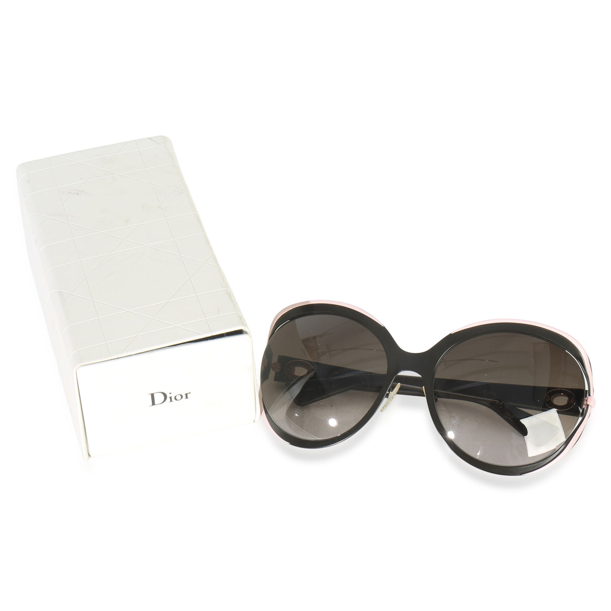 Christian Dior Black Pink Metal Diorelle Oversized Sunglasses stamp
