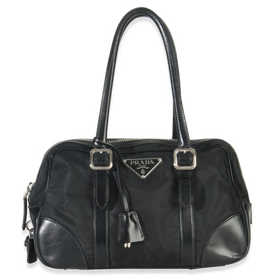 Black Tessuto Nylon Bauletto Bag