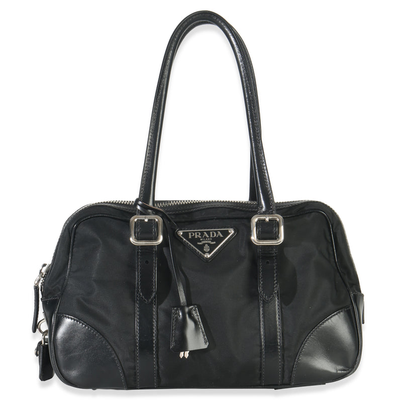 Black Tessuto Nylon Bauletto Bag