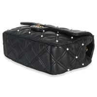Chanel Black Pearl Studded Lambskin Medium CC Flap Bag Handbag box