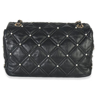 Chanel Black Pearl Studded Lambskin Medium CC Flap Bag Handbag bv