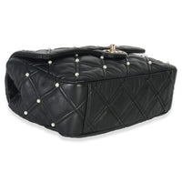 Chanel Black Pearl Studded Lambskin Medium CC Flap Bag Handbag clasp