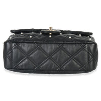 Chanel Black Pearl Studded Lambskin Medium CC Flap Bag Handbag stamp