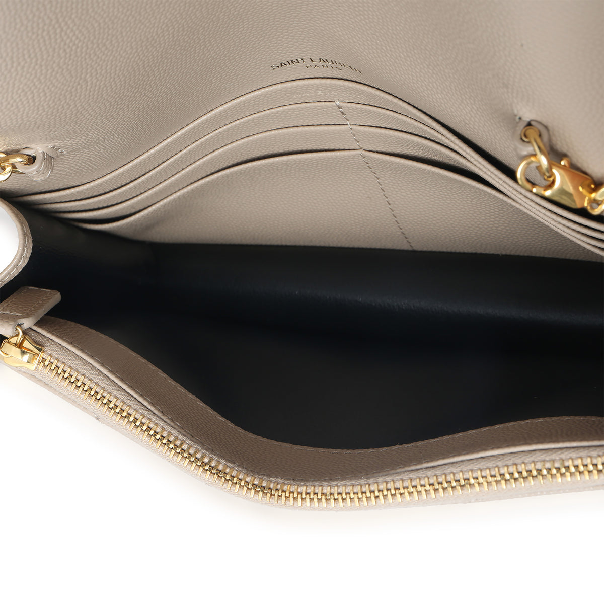 Dark Beige Grain De Poudre Cassandre Envelope Chain Wallet