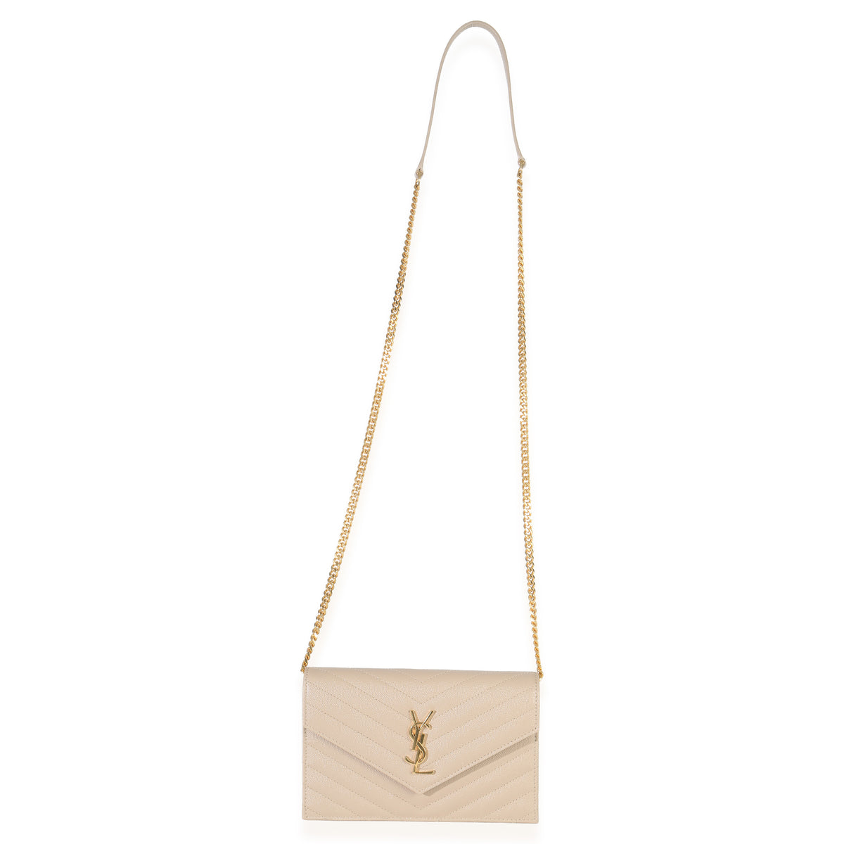 Dark Beige Grain De Poudre Cassandre Envelope Chain Wallet