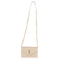 Dark Beige Grain De Poudre Cassandre Envelope Chain Wallet