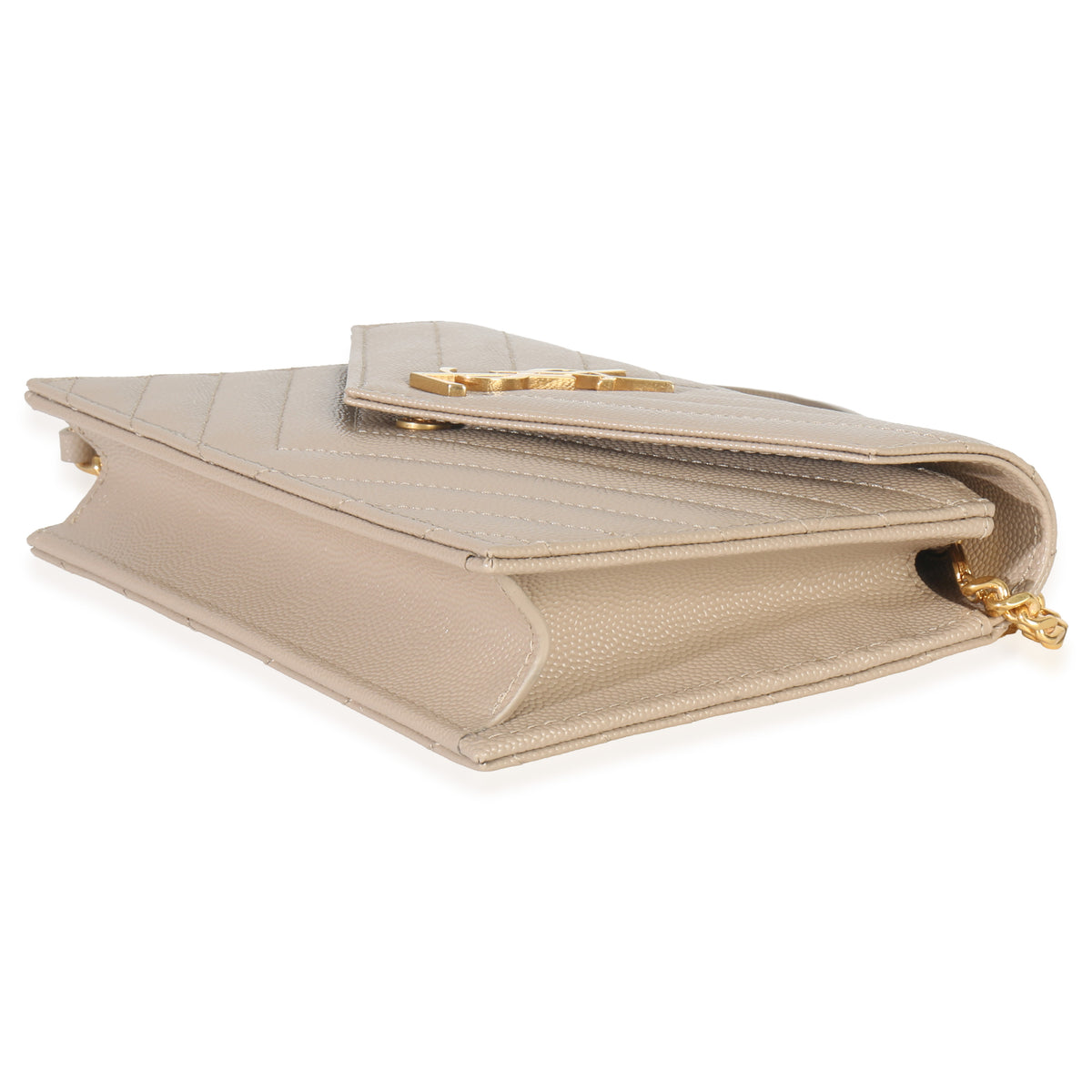 Dark Beige Grain De Poudre Cassandre Envelope Chain Wallet