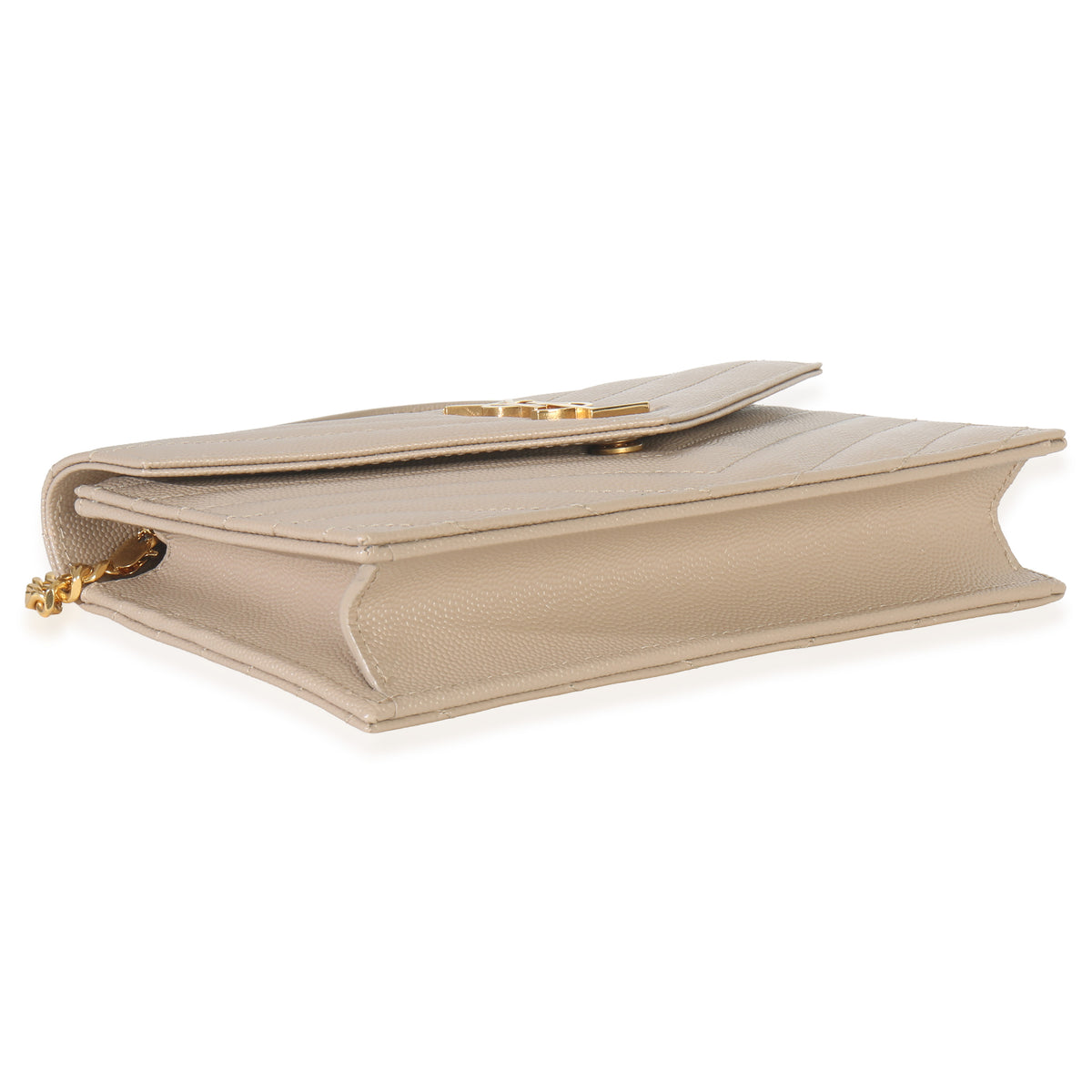 Dark Beige Grain De Poudre Cassandre Envelope Chain Wallet
